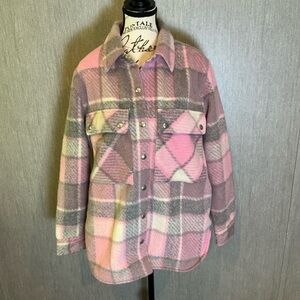 Blank NYC Pink and Gray Plaid Jacket Size Medium